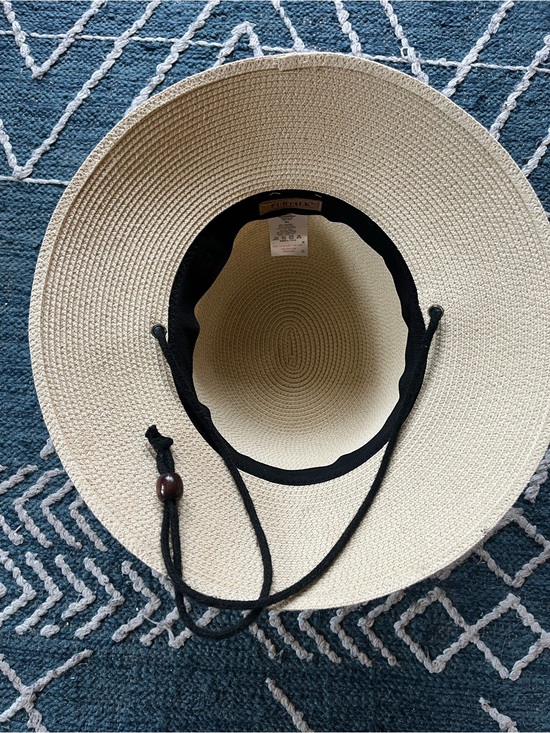Furtalk Accessories - Women’s Wide-Brim Straw Sun Hat with Adjustable Chin Cord - Beige